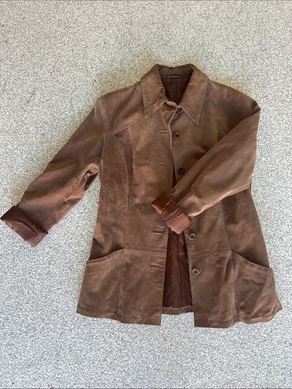 Vintage Brown Suede Trench Coat